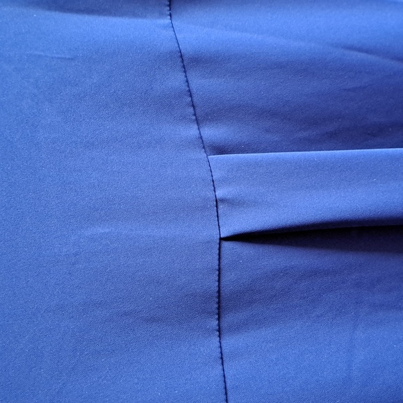 Simply Vera VeraWang Navy Blue Boxy Pleated Blouse with Mandarin Collar, Size L - Picture 3 of 4